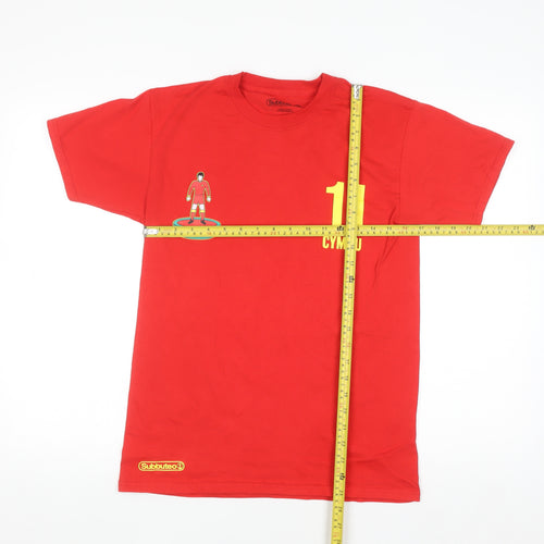Subbuteo Men's Red Cymru Football Graphic T-Shirt Small Cotton