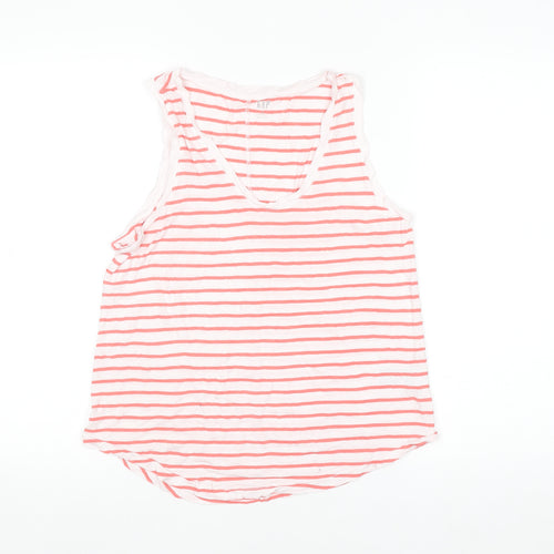 GAP Women’s Pink Striped Rayon Tank Top Size M Sleeveless Summer Casual
