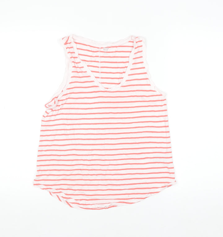 GAP Women’s Pink Striped Rayon Tank Top Size M Sleeveless Summer Casual