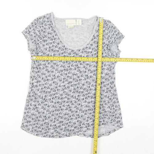 Cynthia Rowley Women's Grey Linen Floral T-Shirt Size S