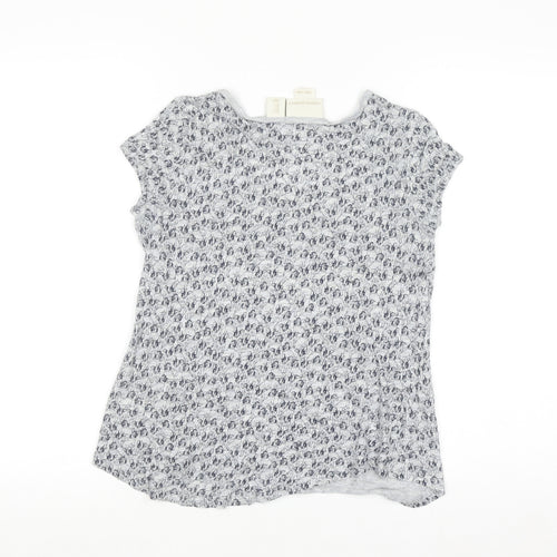 Cynthia Rowley Women's Grey Linen Floral T-Shirt Size S