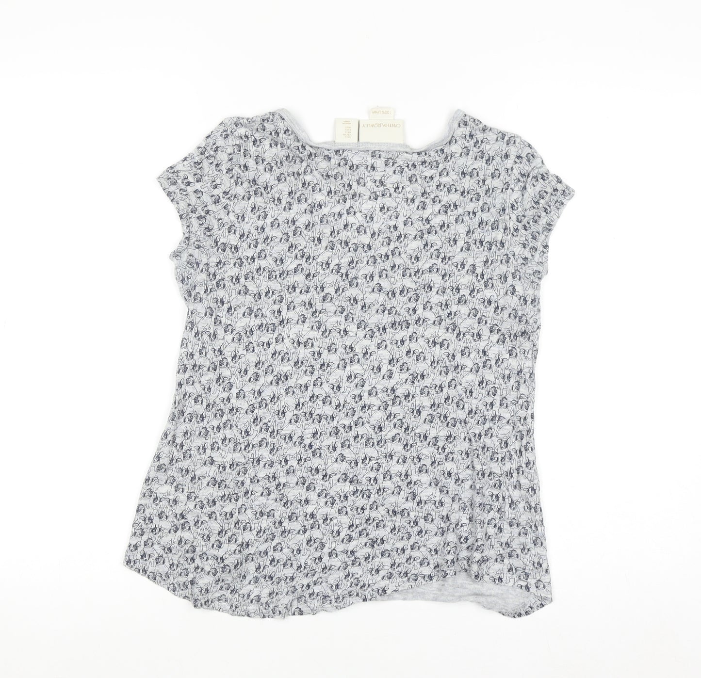 Cynthia Rowley Women's Grey Linen Floral T-Shirt Size S