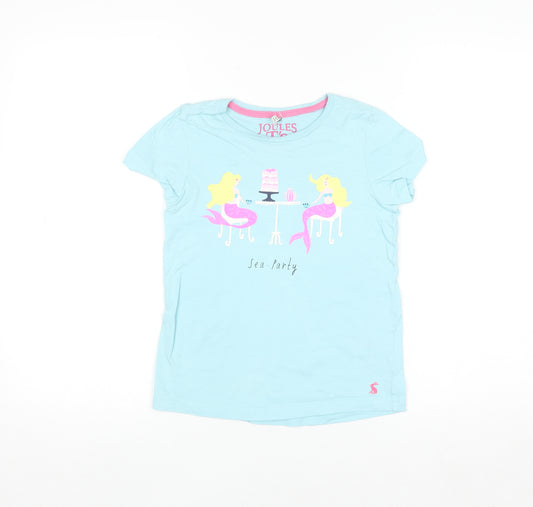 Joules Girls Blue 9-10 Years Mermaid Graphic Cotton T-Shirt