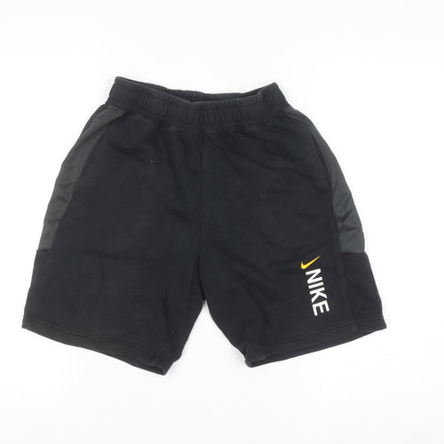 Nike Teens Black L Sweat Shorts with Logo and Elastic Waist