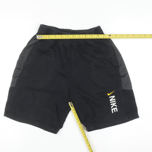 Nike Teens Black L Sweat Shorts with Logo and Elastic Waist