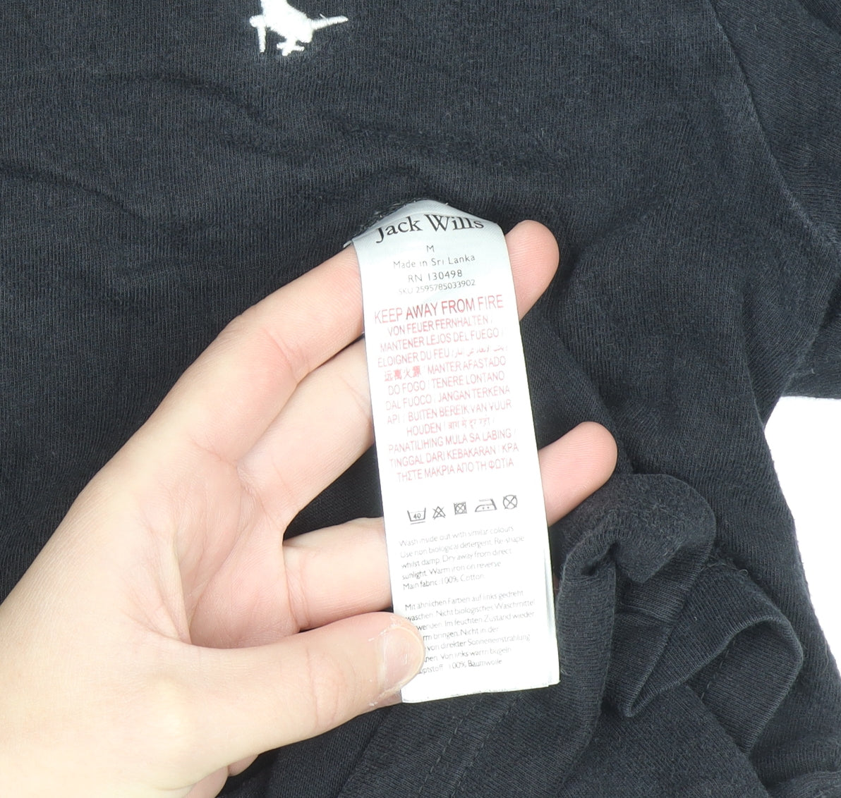 Jack Wills Men's Black Classic Fit Cotton Crew Neck T-Shirt M