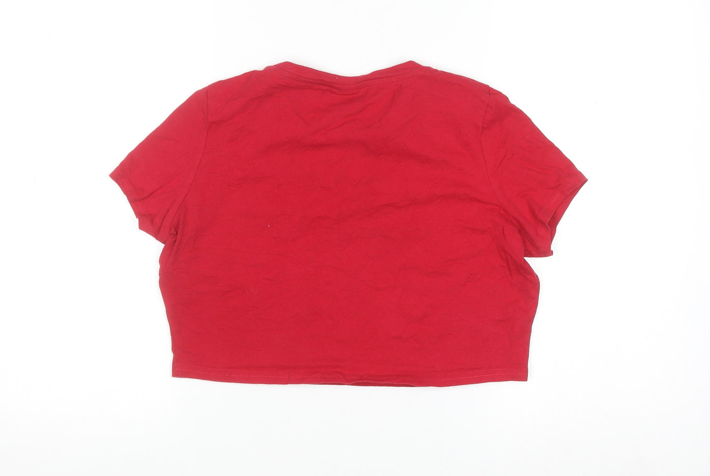 L.F.C. Women's Red Cropped Crew Neck Cotton T-Shirt Size 10