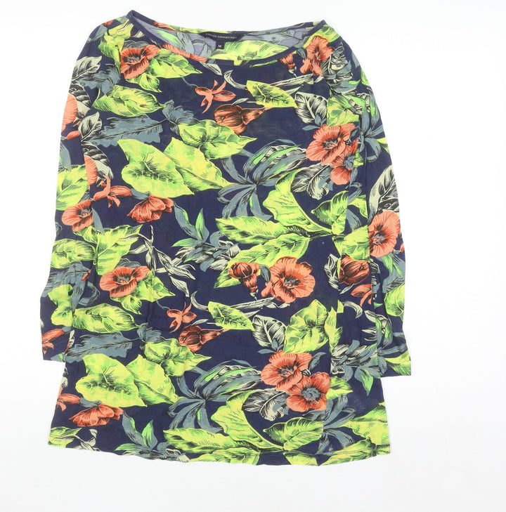 French Connection Women's Multicoloured Floral Cotton Tunic Blouse M