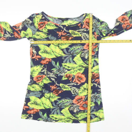 French Connection Women's Multicoloured Floral Cotton Tunic Blouse M