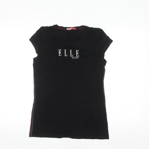 ELLE Sport Women's Black Short Sleeve Stretch T-Shirt UK 14