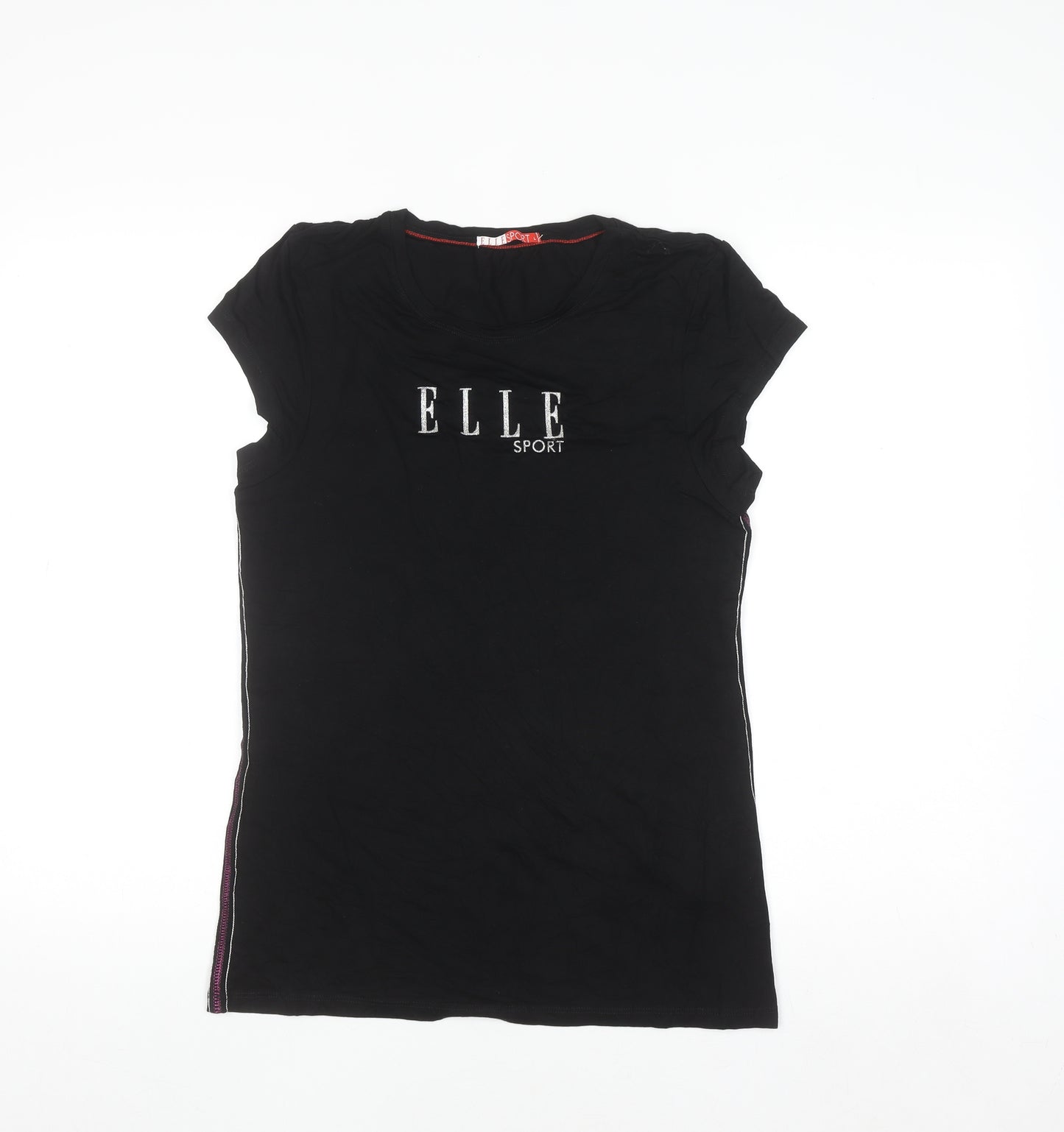 ELLE Sport Women's Black Short Sleeve Stretch T-Shirt UK 14