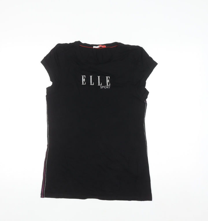 ELLE Sport Women's Black Short Sleeve Stretch T-Shirt UK 14