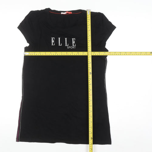 ELLE Sport Women's Black Short Sleeve Stretch T-Shirt UK 14