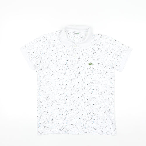 Lacoste Men White Graphic Print Cotton Stretch Polo Shirt M