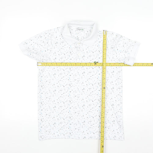 Lacoste Men White Graphic Print Cotton Stretch Polo Shirt M