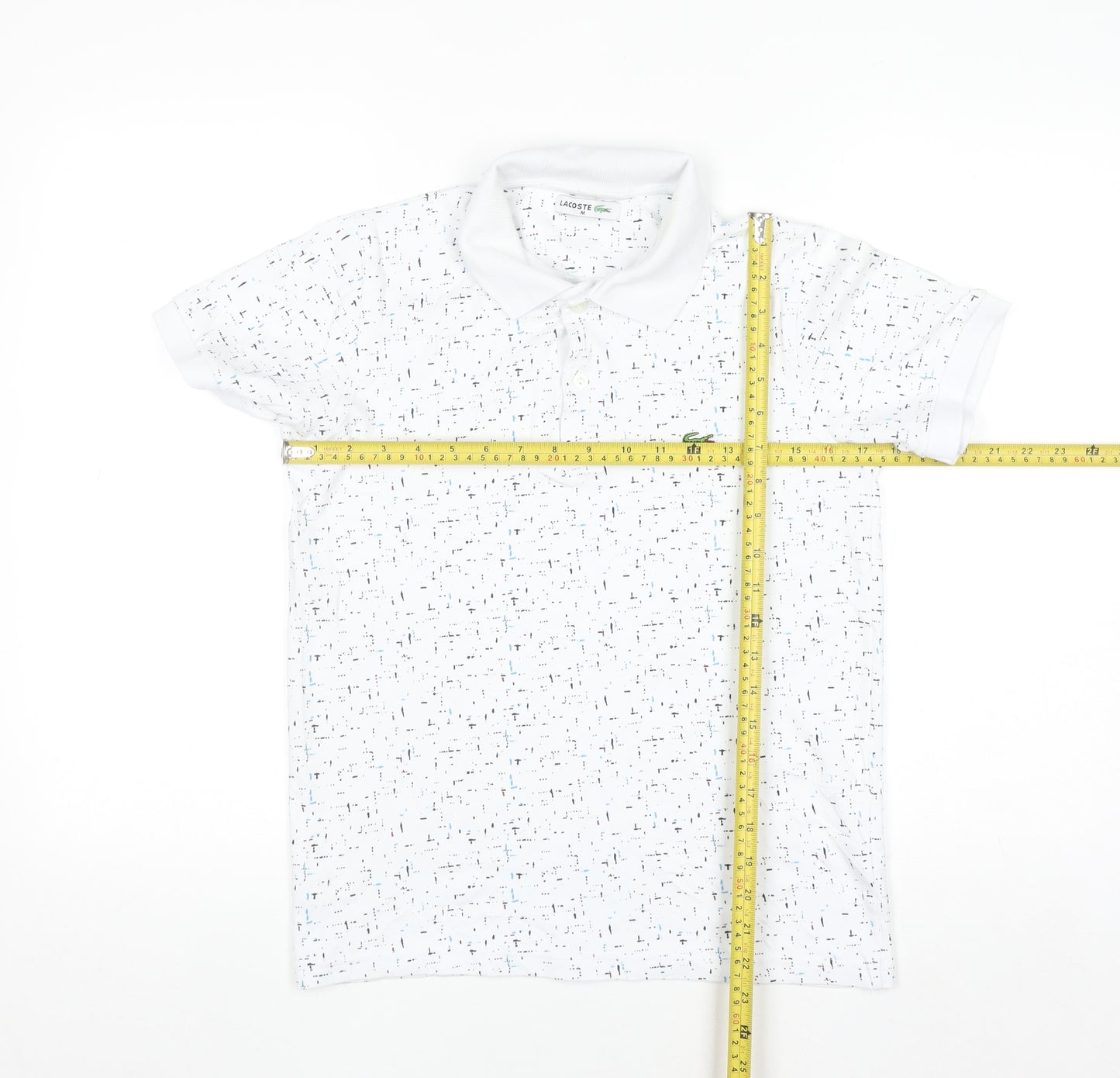 Lacoste Men White Graphic Print Cotton Stretch Polo Shirt M