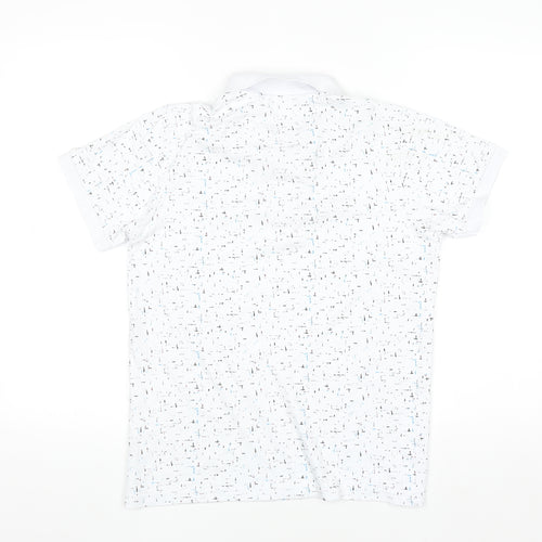 Lacoste Men White Graphic Print Cotton Stretch Polo Shirt M