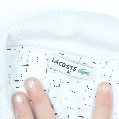 Lacoste Men White Graphic Print Cotton Stretch Polo Shirt M
