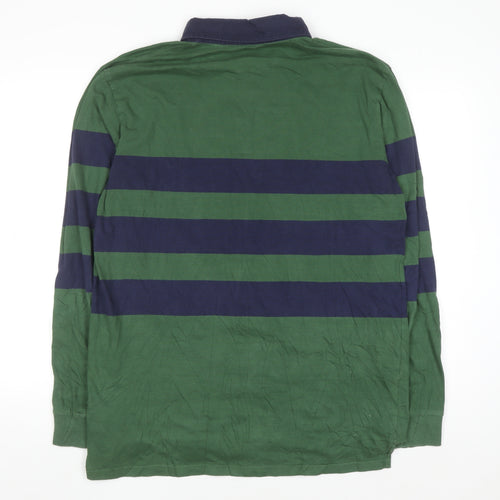 Fila Heritage Men's Green Striped Long Sleeve Polo Shirt XL