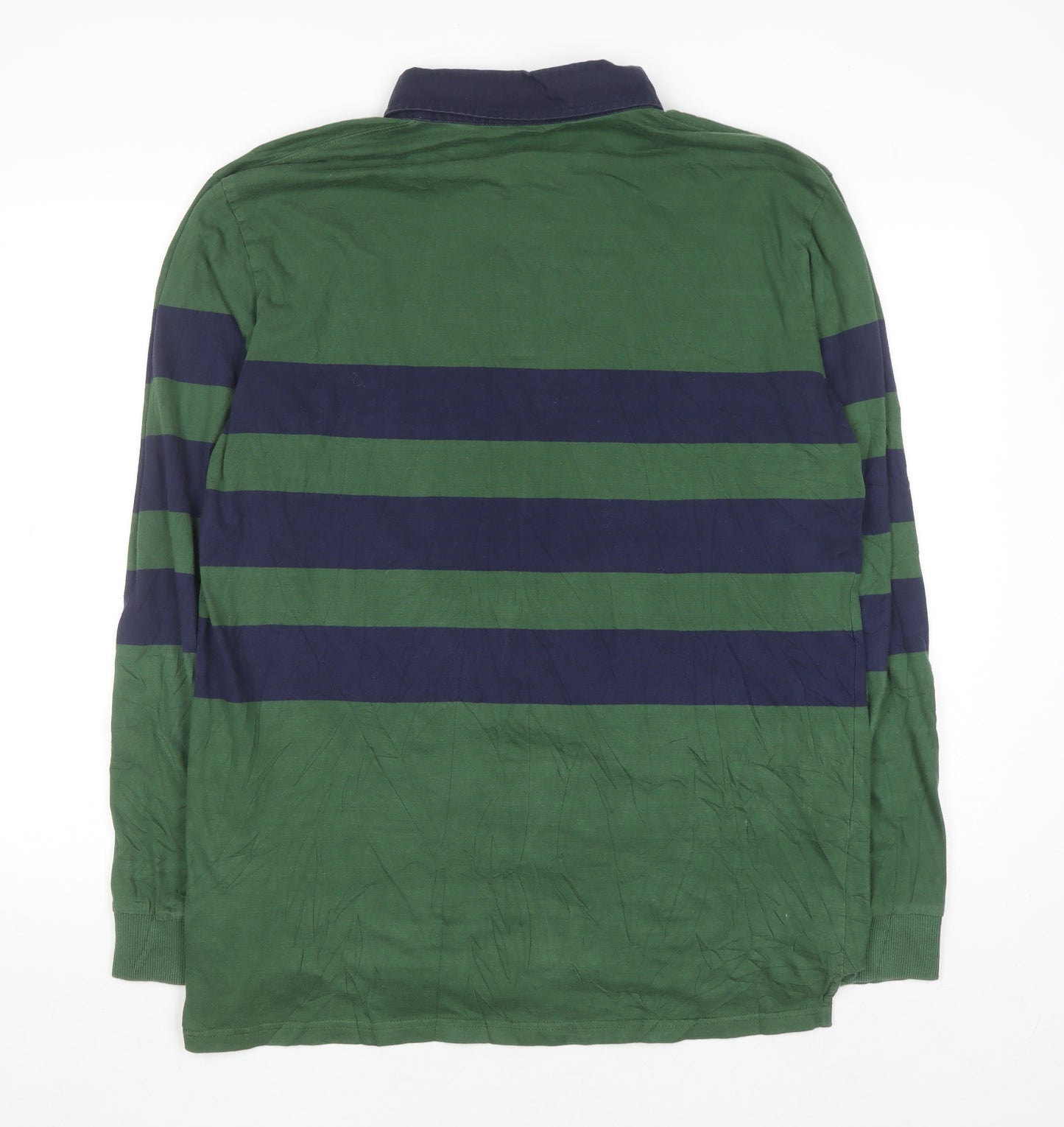 Fila Heritage Men's Green Striped Long Sleeve Polo Shirt XL