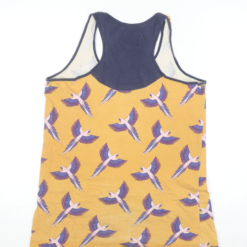 BellField Women's Yellow Bird Print Racerback Cotton Tank Top Size 10