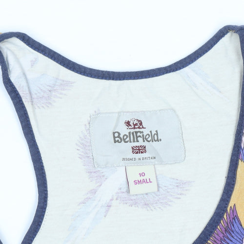 BellField Women's Yellow Bird Print Racerback Cotton Tank Top Size 10