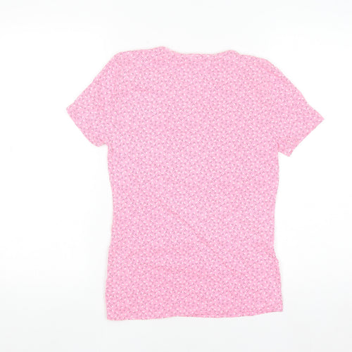 Marks and Spencer Women's Pink Floral Cotton Stretch T-Shirt Size 8