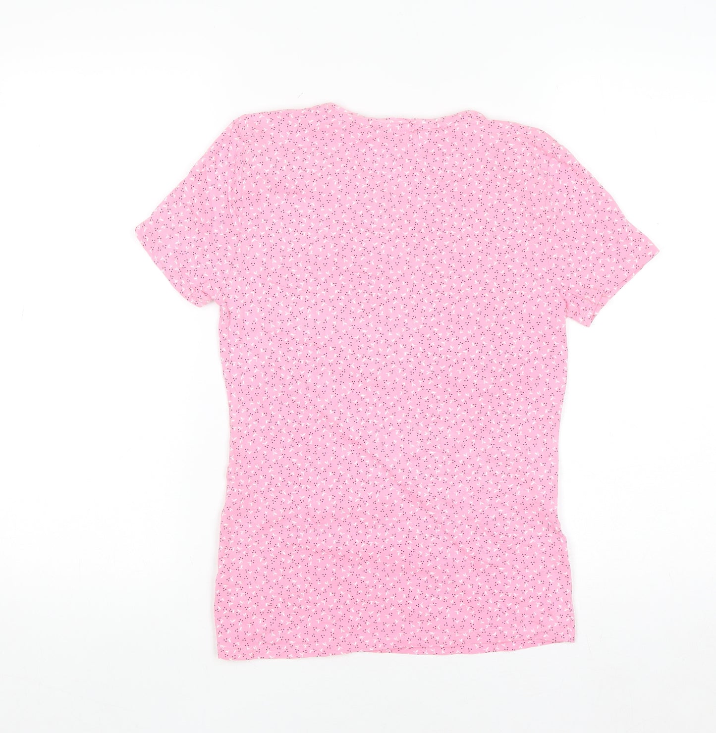 Marks and Spencer Women's Pink Floral Cotton Stretch T-Shirt Size 8