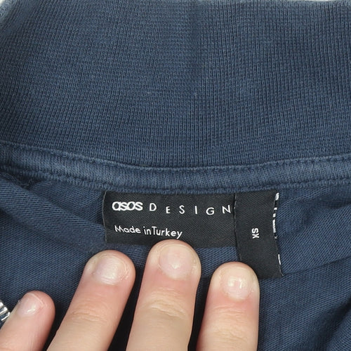 ASOS DESIGN Men's Blue XS 1/4 Zip Slim Fit Sweatshirt