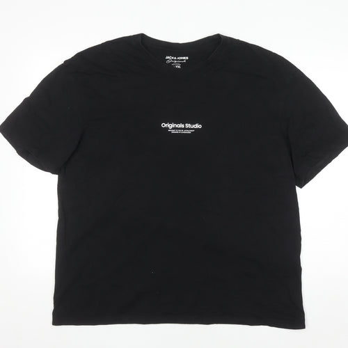 Jack & Jones Originals Studio Black Cotton Crew Neck Men's XXL T-Shirt