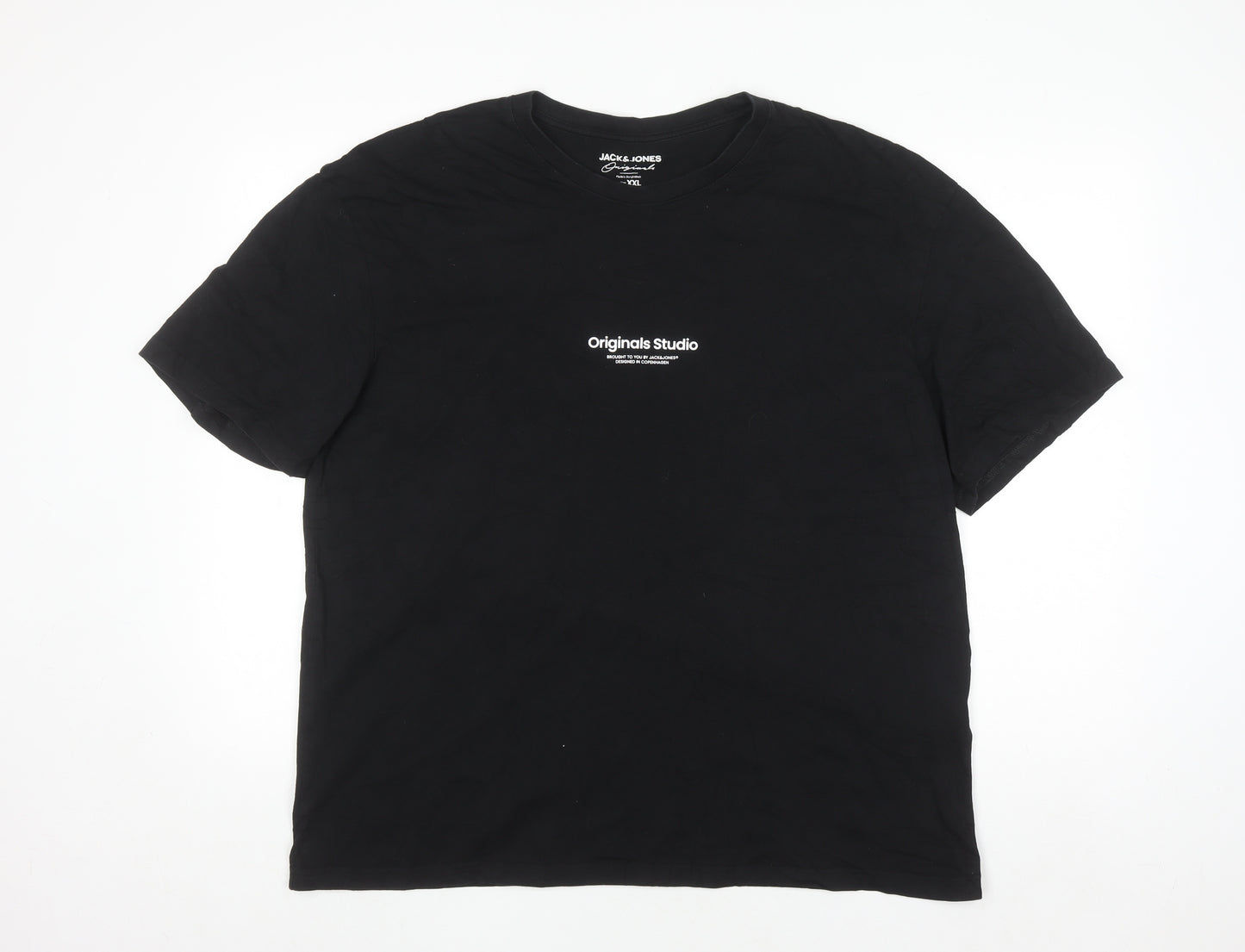 Jack & Jones Originals Studio Black Cotton Crew Neck Men's XXL T-Shirt