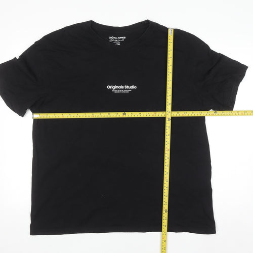 Jack & Jones Originals Studio Black Cotton Crew Neck Men's XXL T-Shirt