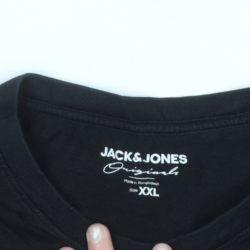 Jack & Jones Originals Studio Black Cotton Crew Neck Men's XXL T-Shirt