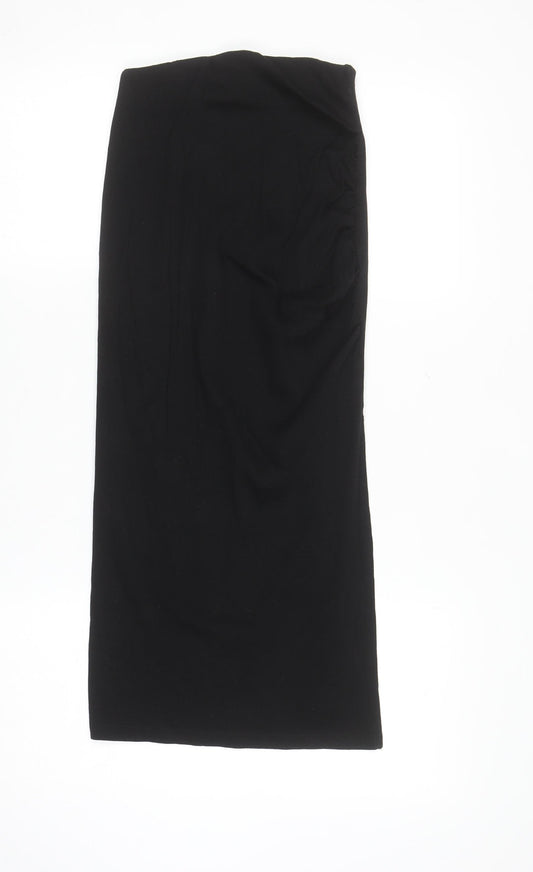 ZARA Women Black Midi Pencil Skirt Size S Stretch Cotton