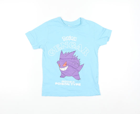Pokémon Boys Blue Gengar Graphic T-Shirt 7-8 Years Short Sleeve Cotton
