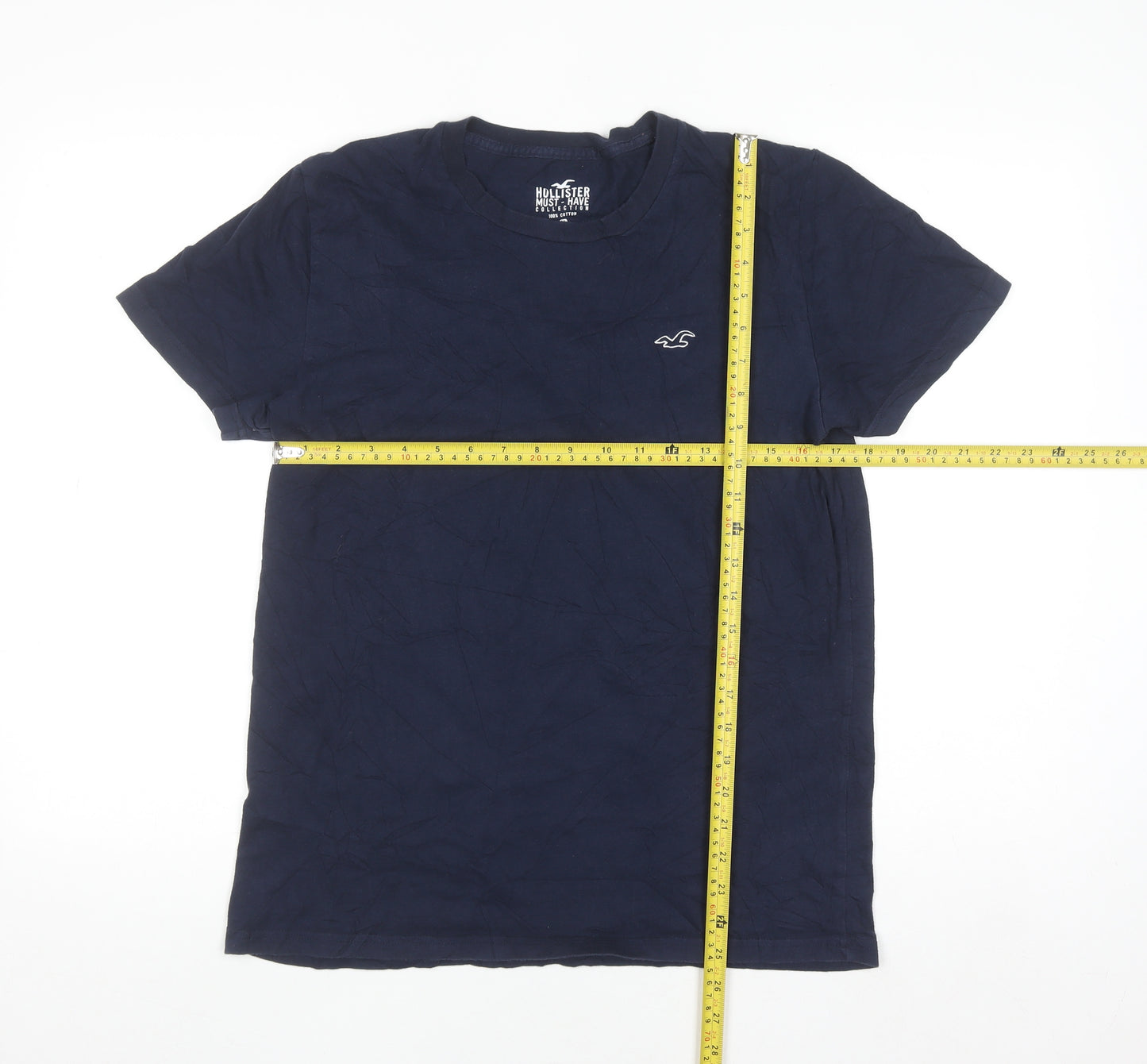 Hollister Men's Blue Crew Neck Cotton T-Shirt M