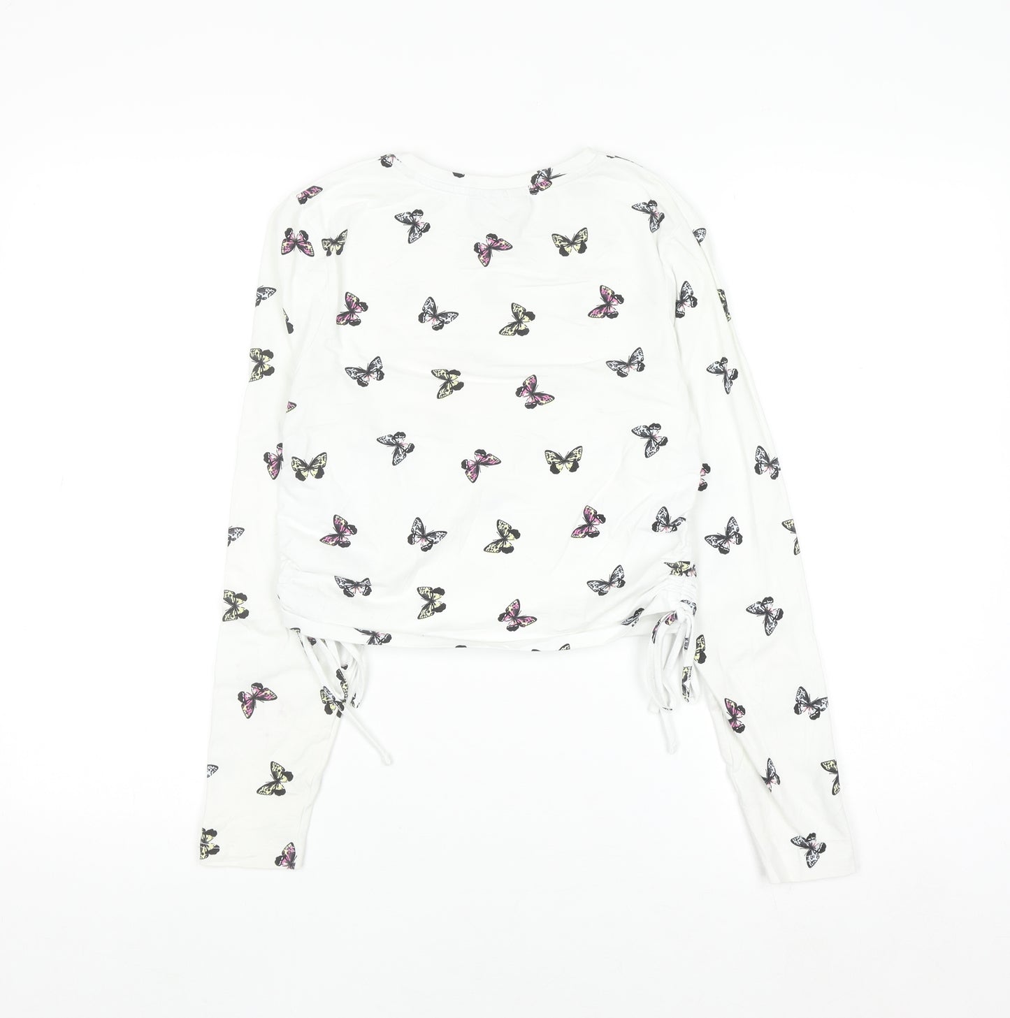 ASOS DESIGN Women's White Butterfly Long Sleeve Cropped T-Shirt UK 10