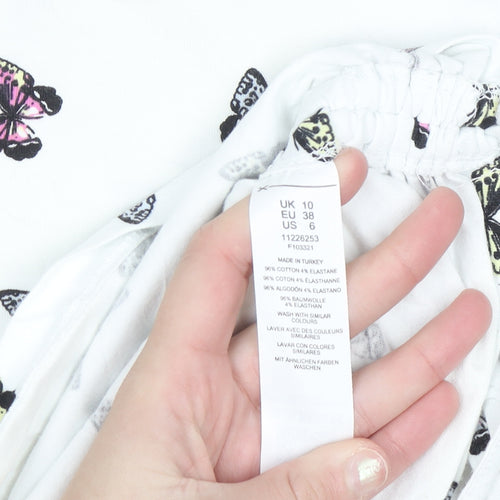 ASOS DESIGN Women's White Butterfly Long Sleeve Cropped T-Shirt UK 10