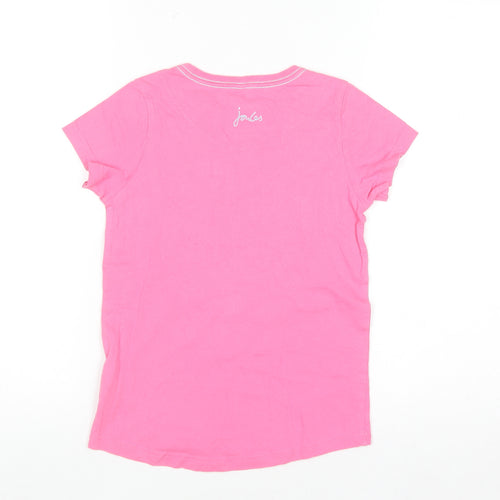 Joules Girls Pink Wild Floral Embroidered Cotton T-Shirt 9-10 Years