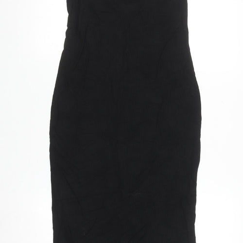 BASIC Women’s Black Bodycon Slip Dress Size 8 Stretch Knit
