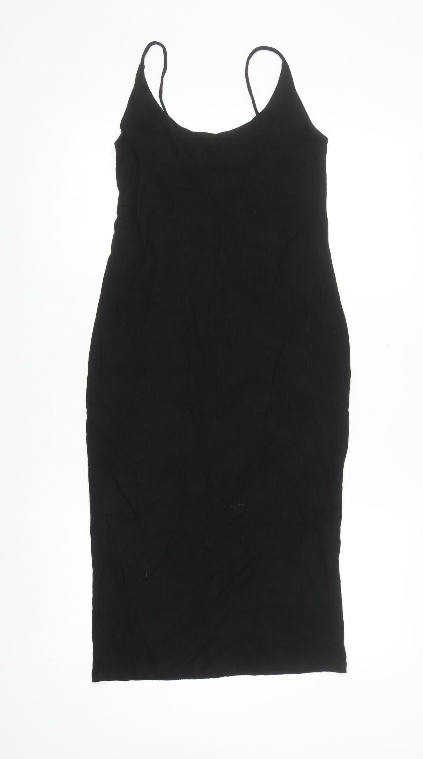 BASIC Women’s Black Bodycon Slip Dress Size 8 Stretch Knit