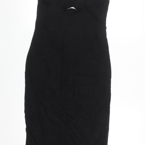 BASIC Women’s Black Bodycon Slip Dress Size 8 Stretch Knit