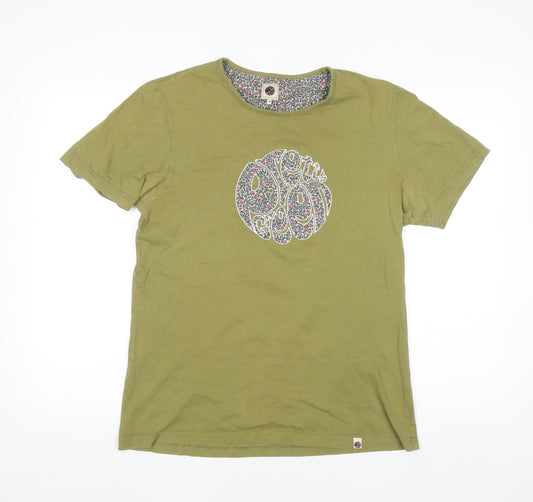Pretty Green Women's Green Cotton Short Sleeve T-Shirt Size M
