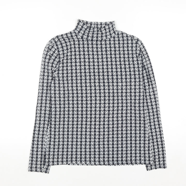 Marks and Spencer Women's Blue Geometric Roll Neck Long Sleeve T-Shirt Size 12
