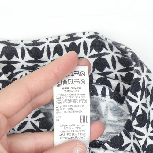 Marks and Spencer Women's Blue Geometric Roll Neck Long Sleeve T-Shirt Size 12