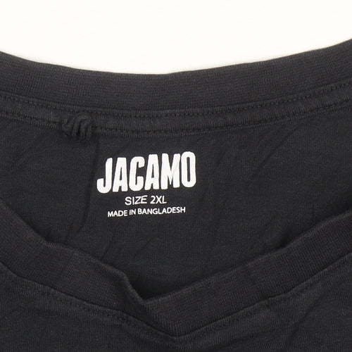 Jacamo Men's Black 2XL Crew Neck Cotton T-Shirt