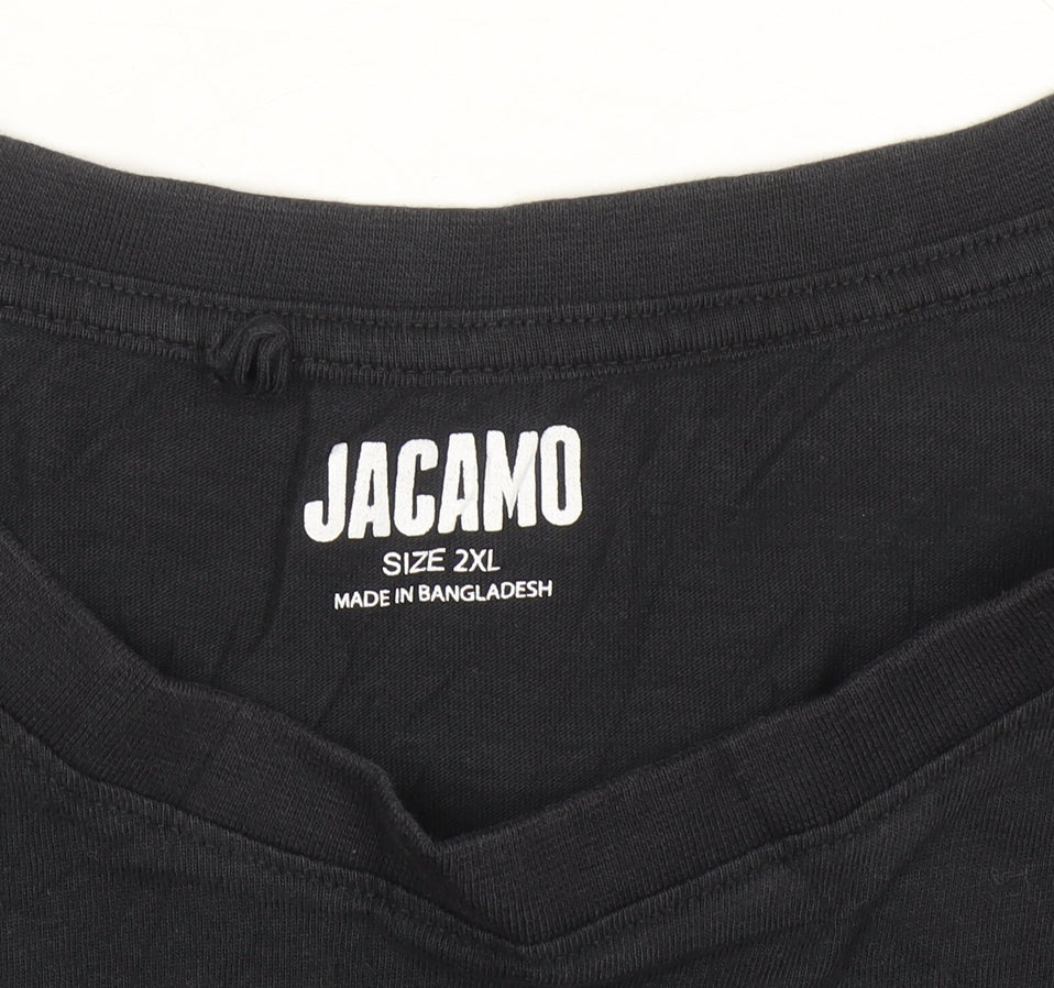 Jacamo Men's Black 2XL Crew Neck Cotton T-Shirt