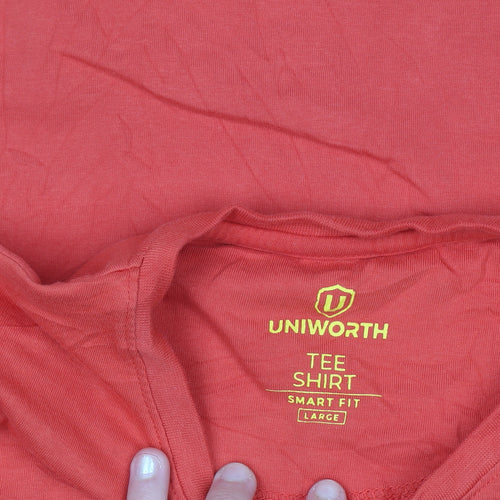 Uniworth Men's Red Cotton Music Graphic T-Shirt - Size L Smart Fit