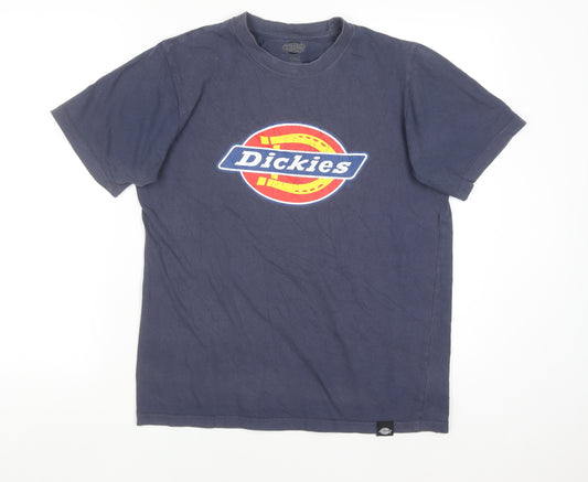 Dickies Men's Navy Blue Small Graphic Logo Cotton T-Shirt
