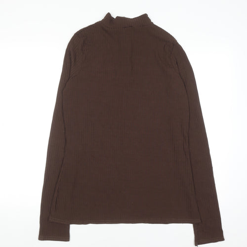 Boohoo Women’s Brown Long Sleeve High Neck Zip Top Size 16